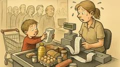 Witz: Theo an der Supermarktkasse