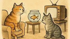 Witz: Zwei Katzen reden übers Fernsehen