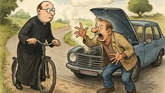 Witz: Ein Pfarrer hält bei einer Panne
