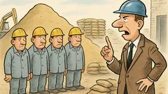 Witz: Der Bauunternehmer vor versammelter Mannschaft