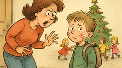 Witz: Antoś kommt zerkratzt aus dem Kindergarten