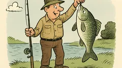 Witz: Ein Angler fängt einen großen Fisch