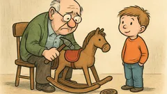 Witz: Opa soll ein Schaukelpferd reparieren
