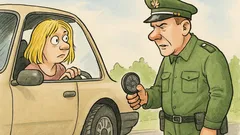 Witz: Bei einer Verkehrskontrolle prüft ein Polizist