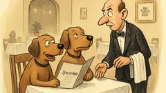 Witz: Zwei Hunde betreten ein Tierrestaurant