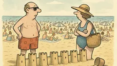 Witz: Der Strand ist hier jedes Jahr überlaufener!