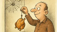 Witz: Gerade der Spinne Hähnchen ins Netz gehängt