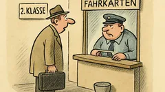 Witz: Ein Mann am Fahrkartenschalter fragt