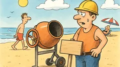Witz: Sonne, Sand, Wasser … Traumjob am Mixer