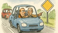 Witz: Der Beifahrer sagt: Rechts ist frei