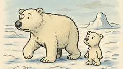 Witz: Ein Eisbär spaziert mit seinem Sohn