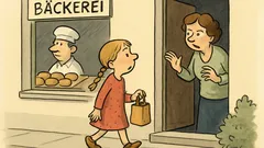 Witz: Emma kommt von der Bäckerei zurück