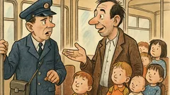 Witz: In der Straßenbahn fragt der Vater...